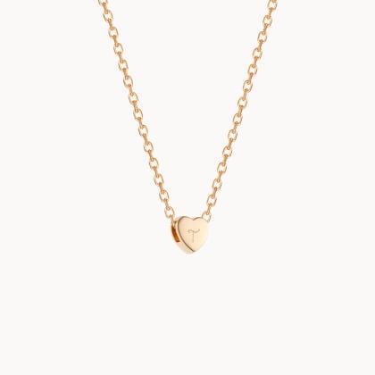 Collier personnalisé Mini Coeur Initiale plaqué or merci maman
