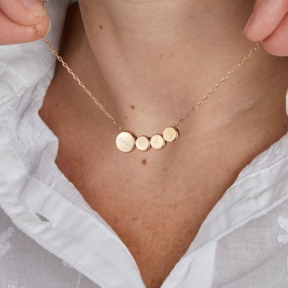 Personalisierte Meine Familie Bubble Halskette vergoldet merci maman