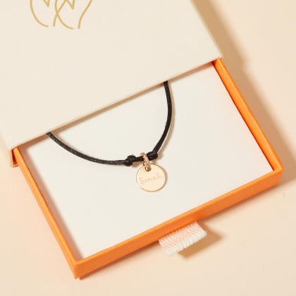 Personalised Name Cord Choker Necklace Merci Maman