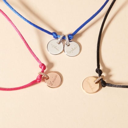 Personalised Name Cord Choker Necklace Merci Maman