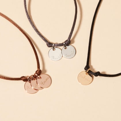 Personalised Name Cord Choker Necklace Merci Maman