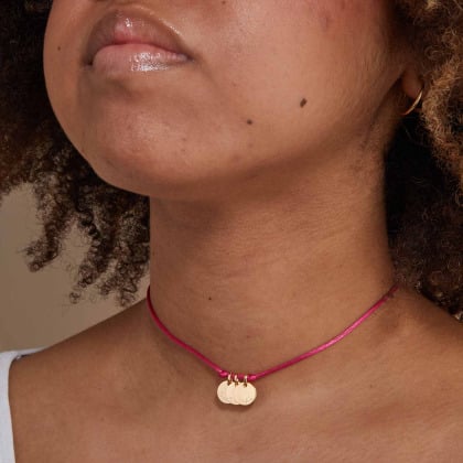 Personalised Name Cord Choker Necklace Merci Maman