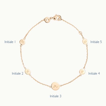 Bracelet Pastille Initiale personnalisé plaqué or merci maman