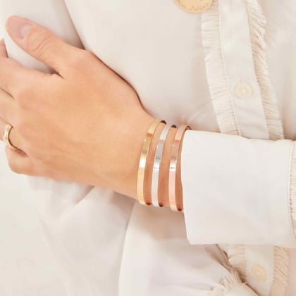 Personalised Open Bangle gold plated merci maman
