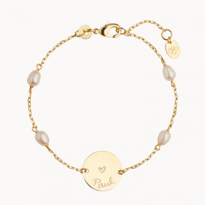 personalised pearl pastille chain bracelet gold plated merci maman