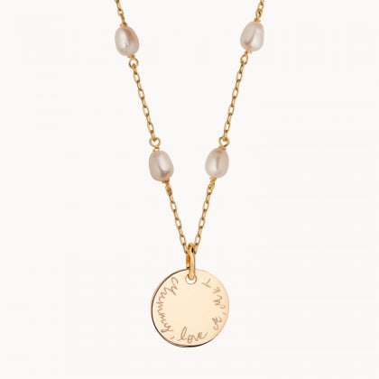 collier personnalisé chain et perles plaqué or merci maman