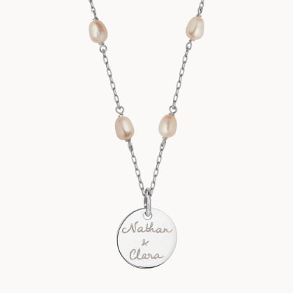 personalised pearl chain necklace silver merci maman