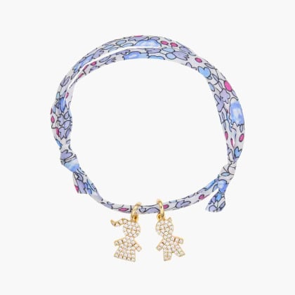 Bracelet personnalisé Famille Pavé Cristal Liberty Doré à l'or fin Merci Maman