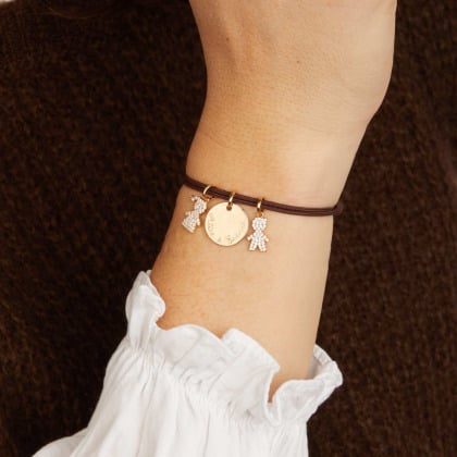 Pavé Crystal Mummy Bracelet Gold Plated Merci Maman