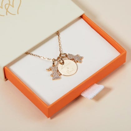 Collana Personalizzata Mamma Pavé Cristallo Placcato in oro Merci Maman