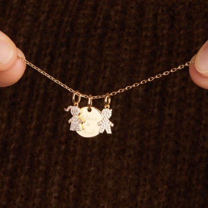 Personalised Pavé Crystal Mummy Necklace Gold Plated Merci Maman