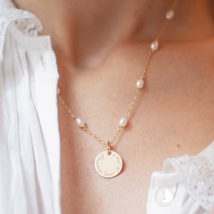 personalised pearl chain necklace gold plated silver merci maman