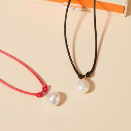 Collana di raso girocollo con perla Merci Maman