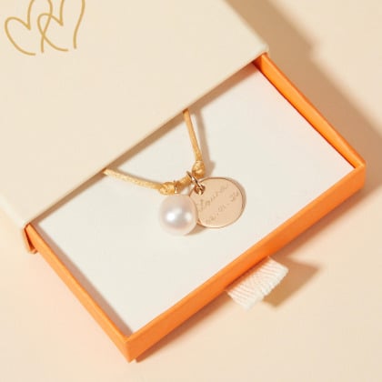 Collana di raso girocollo con perla Merci Maman