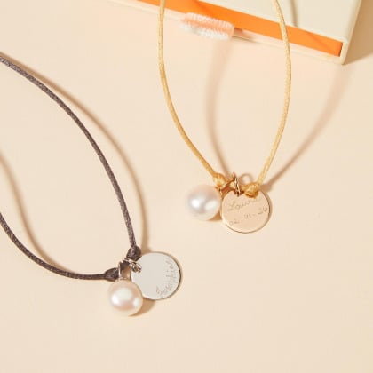 Collana di raso girocollo con perla Merci Maman