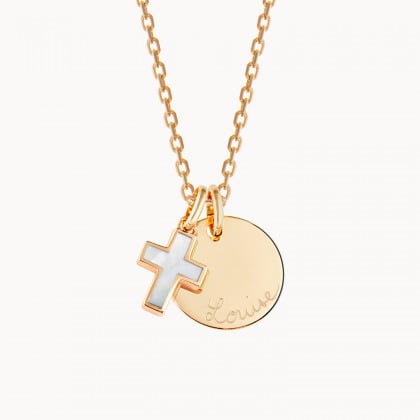Personalised Mother of Pearl Cross Necklace