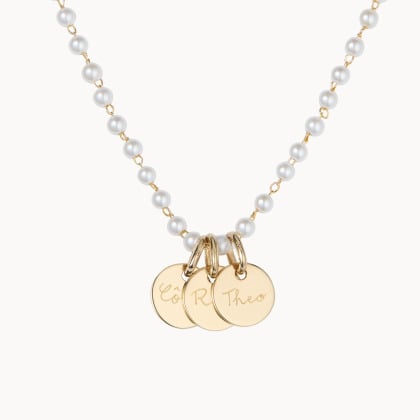 Personalised Pearl Name Necklace Gold Plated