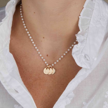 Personalised Pearl Name Necklace Gold Plated