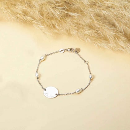 personalised pearl pastille chain bracelet sterling silver merci maman