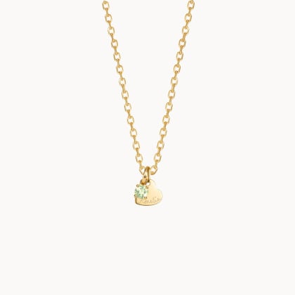 Collana personalizzata con cuore e cristallo solitario pietra di nascita| Merci Maman