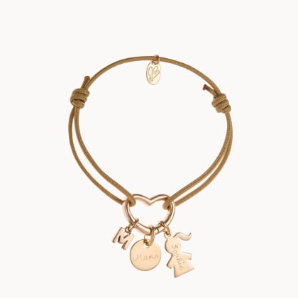 Personalisiertes Herz Lucky Charm Armbändchen vergoldet merci maman