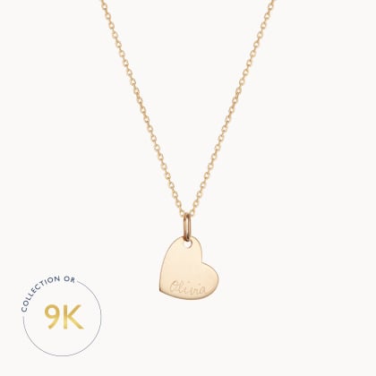 Collier personnalisé Coeur en Or 9 carats merci maman