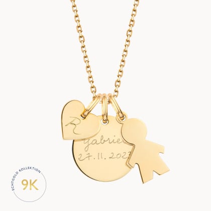 Personalisierte 375er Gold Duchess Kate Halskette merci maman