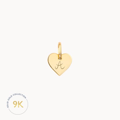 Personalised 9 Carat Gold Mini Heart Charm merci maman