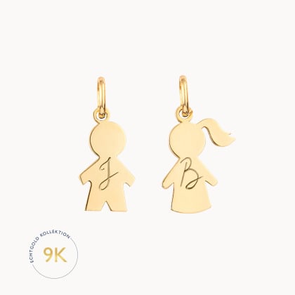 Personalisiertes 375er Gold Kinder Anhänger merci maman