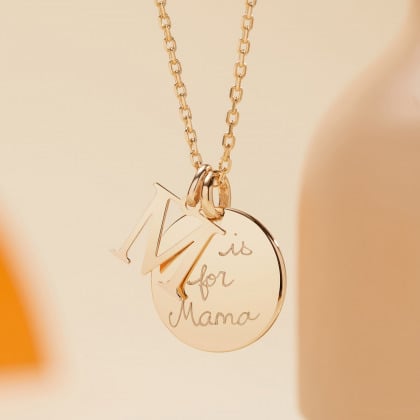 personalised alphabet necklace gold plated merci maman