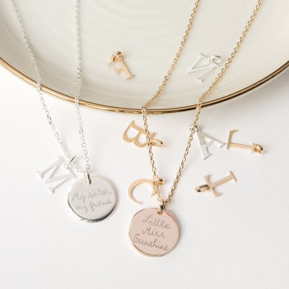 personalised alphabet necklace gold plated merci maman