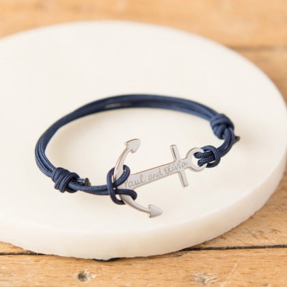 Bracelet Ancre personnalisé pour homme argent 925 merci maman