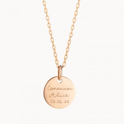 collier medaille de bapteme personnalise plaque or merci maman