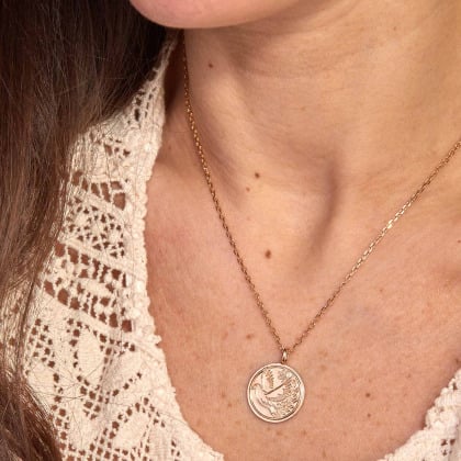 Personalisierte Tauben Plättchen Halskette vergoldet merci maman