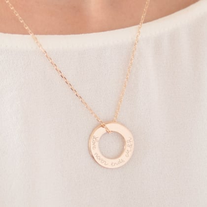 Personalised Eternity Necklace gold plated merci maman