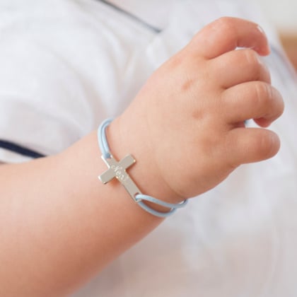 Personalised Flat Cross Bracelet sterling silver merci maman