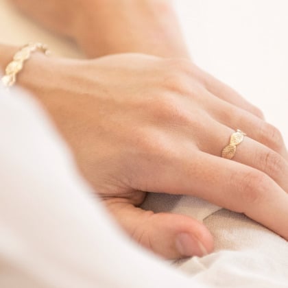 personalised leaf ring gold plated merci maman