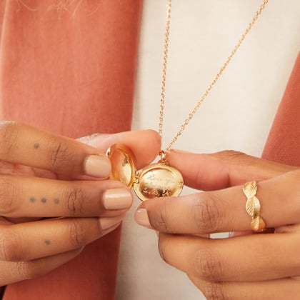 Personalised Locket Necklace gold plated merci maman