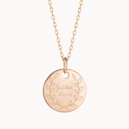 Personalised Laurel Wreath Necklace gold plated merci maman