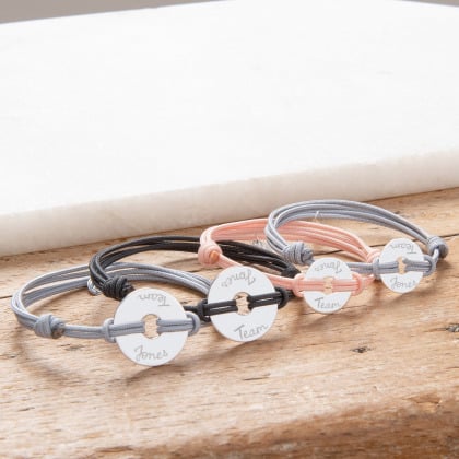 Personalised Mini Open Disc Bracelet sterling silver merci maman