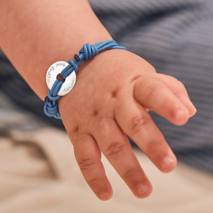 Personalised Mini Open Disc Bracelet sterling silver merci maman