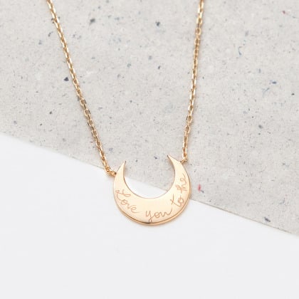 Personalised Moon Necklace gold plated merci maman