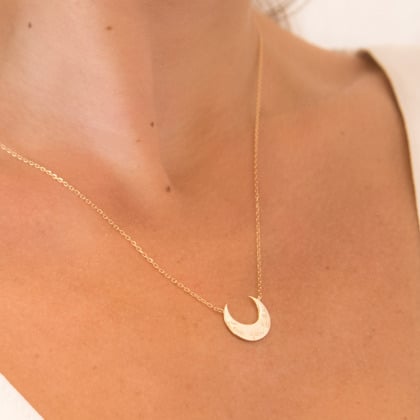 Personalised Moon Necklace gold plated merci maman