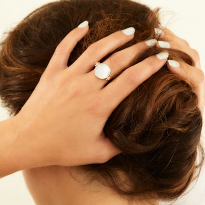 Bague Nacre Vice & Versa personnalisée plaqué or merci maman