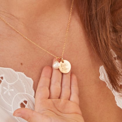 Collier Perle personnalisé plaqué or merci maman