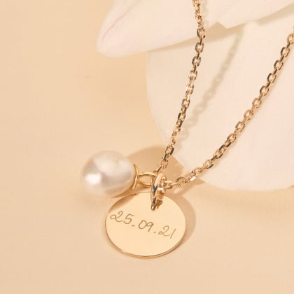 Collier Perle personnalisé plaqué or merci maman