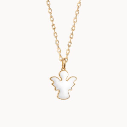 Collier Personnalisé Ange en Émail plaqué or merci maman