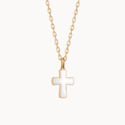 Collana personalizzata con smalto per il battesimo o la comunione placcato in oro merci maman