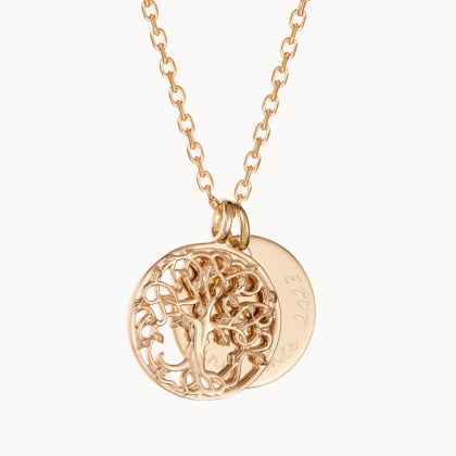 Collier personnalisé Pendentif Arbre de Vie plaqué or merci maman