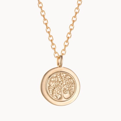 Collier personnalisé Médaille Arbre de Vie plaqué or merci maman